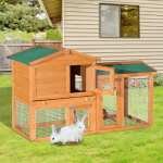 CAGE EN BOIS NATUREL AVEC ANNEXE